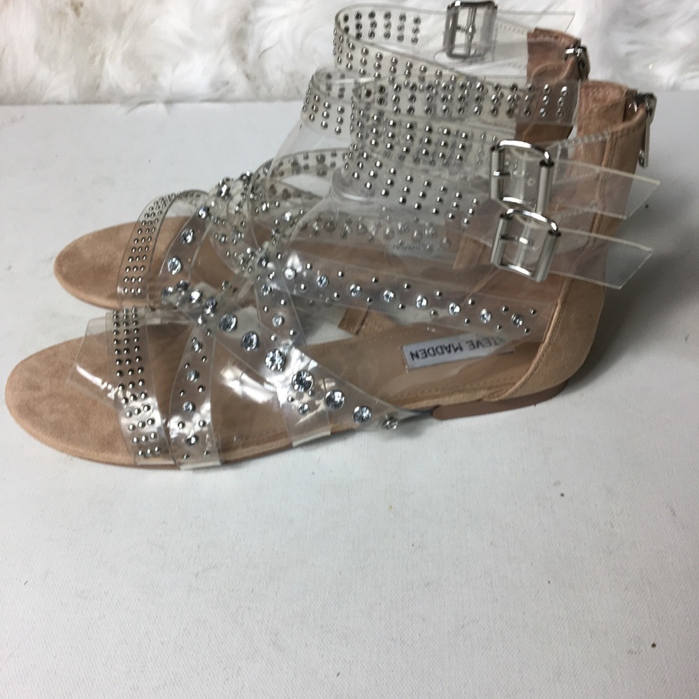 Steve Madden women’s gladiator clear sandals SZ10